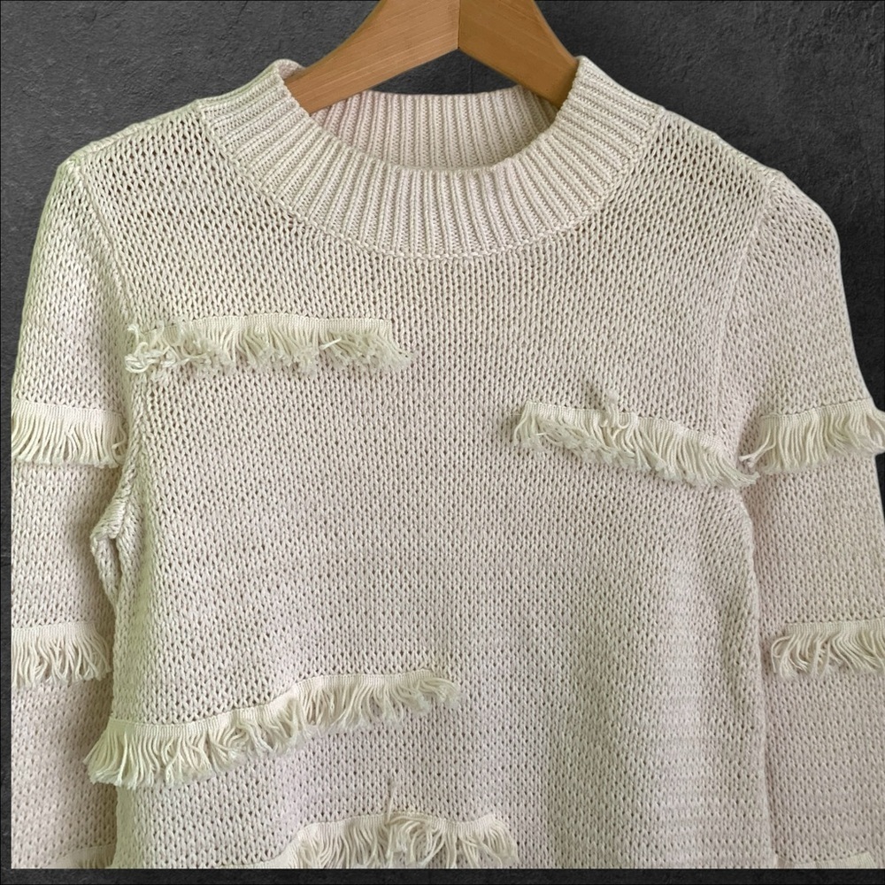 LOFT Cream Fringe Sweater - Picture 6 of 8